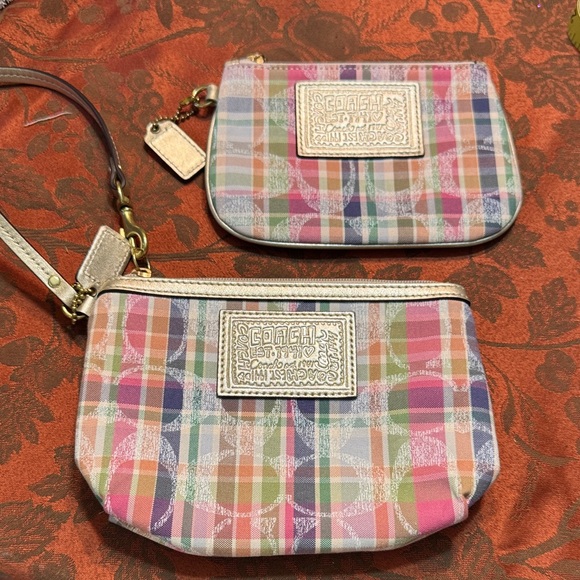 Coach Colorful Plaid Wristlet Set - Picture 1 of 8